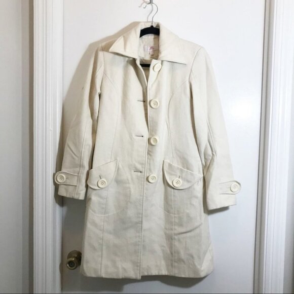 JLO by Jennifer Lopez Women's Coat Jacket size XS, Cream Color Lining wool - Picture 1 of 10